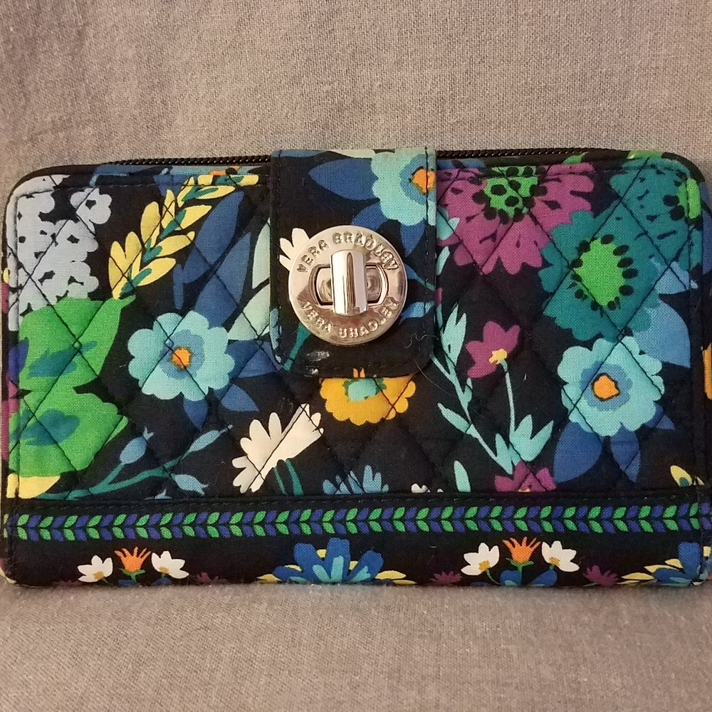 Vera Bradley Turnlock Wallet - Midnight Blues